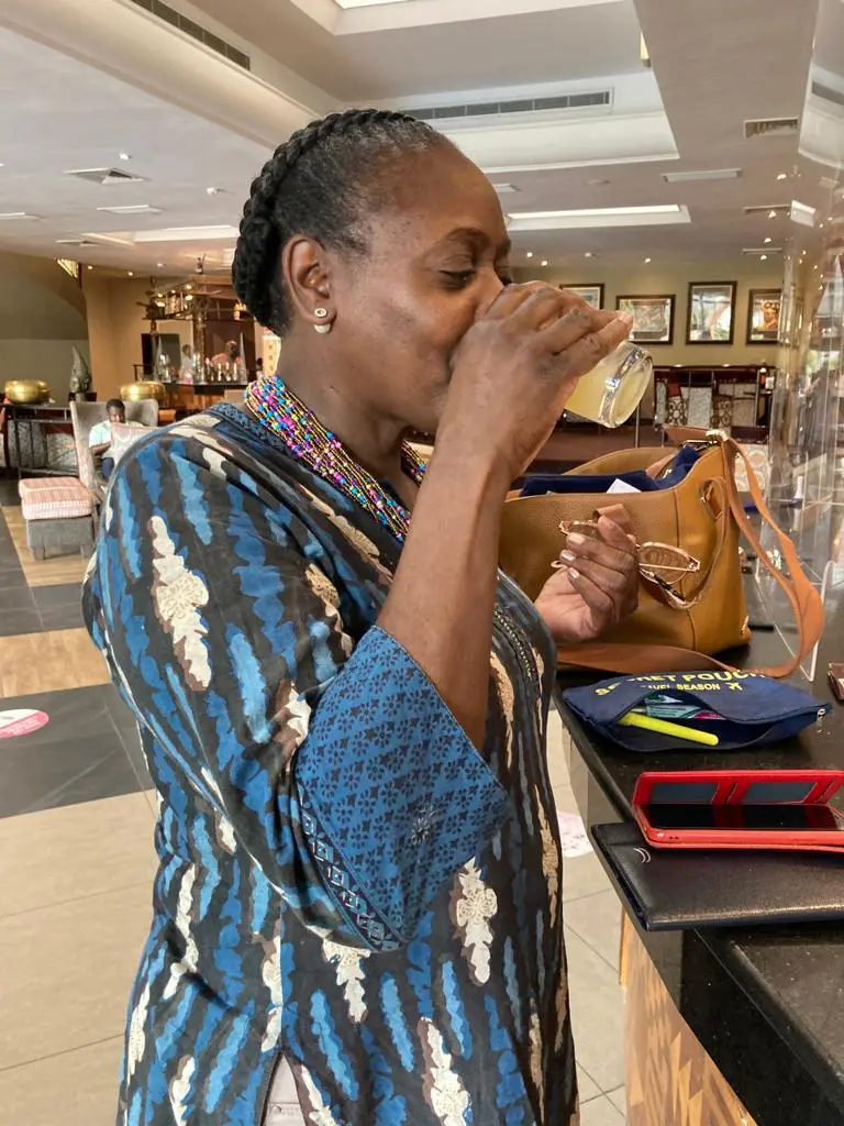 Pineapple juice on arrival Ghana after successfully traveling via Togo; as the Lord directed.